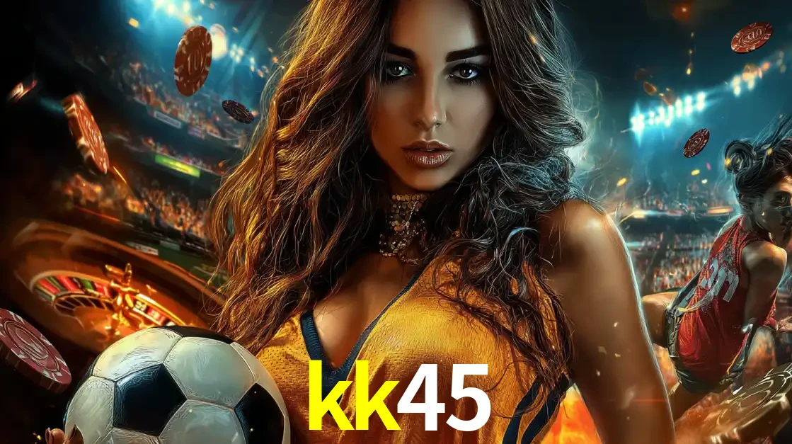 Mulher segurando uma bola de futebol em uma montagem que mistura a paixão esportiva com a emoção da roleta de cassino, tudo disponível na plataforma kk45.